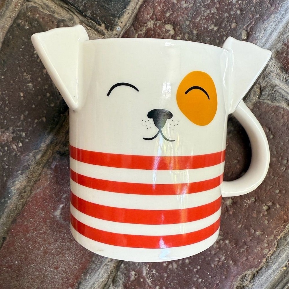 Parker Lane dining Dog Mug 16 oz Multi  Striped Stoneware Cup ear tail‎ handle